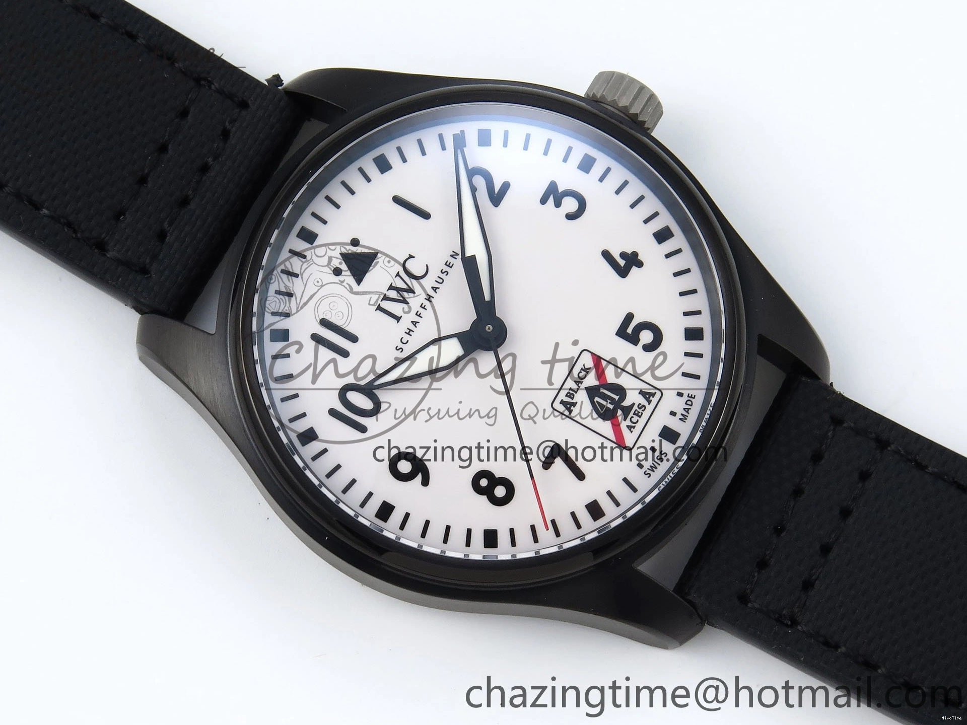 MIROTIME 0101 Pilot Black Ace BLSF 1:1 Best Edition White Lume Dial on Black Nylon Strap MIYOTA OnTrend 7021
